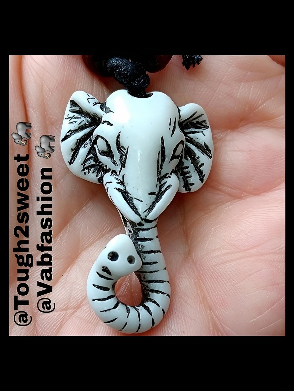 🆕️ARTISAN CARVED RESIN HIGHLY DETAILED ELEPHANT ADJUSTABLE NECKLACE(EL2)
